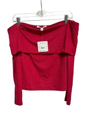 NWT Versona Charmed Hearts Off-Shoulder Long Sleeve Top - Red Size S